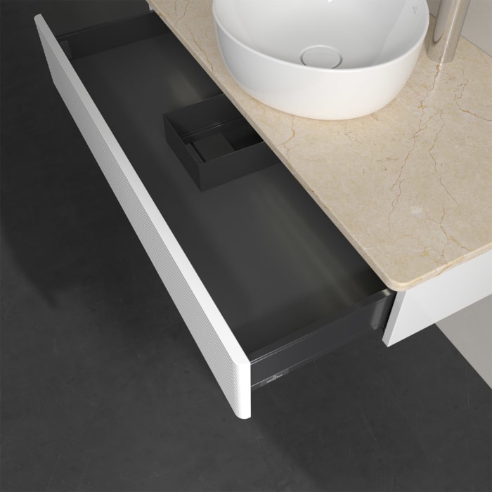 Villeroy & Boch Antao Waschbeckenunterschrank, 100 x 19 cm, 1 Auszug mit LED-Licht, Front mit Struktur, mit Hahnloch