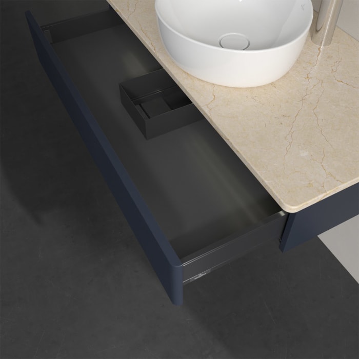 Villeroy & Boch Antao Waschbeckenunterschrank, 100 x 19 cm, 1 Auszug mit LED-Licht, Front mit Struktur, mit Hahnloch