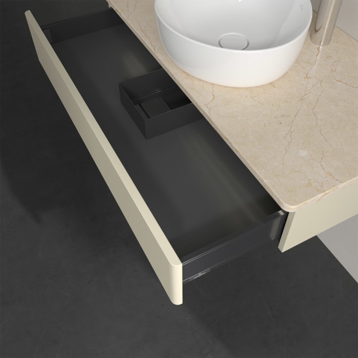 Villeroy & Boch Antao Waschbeckenunterschrank, 100 x 19 cm, 1 Auszug mit LED-Licht, Front mit Struktur, mit Hahnloch