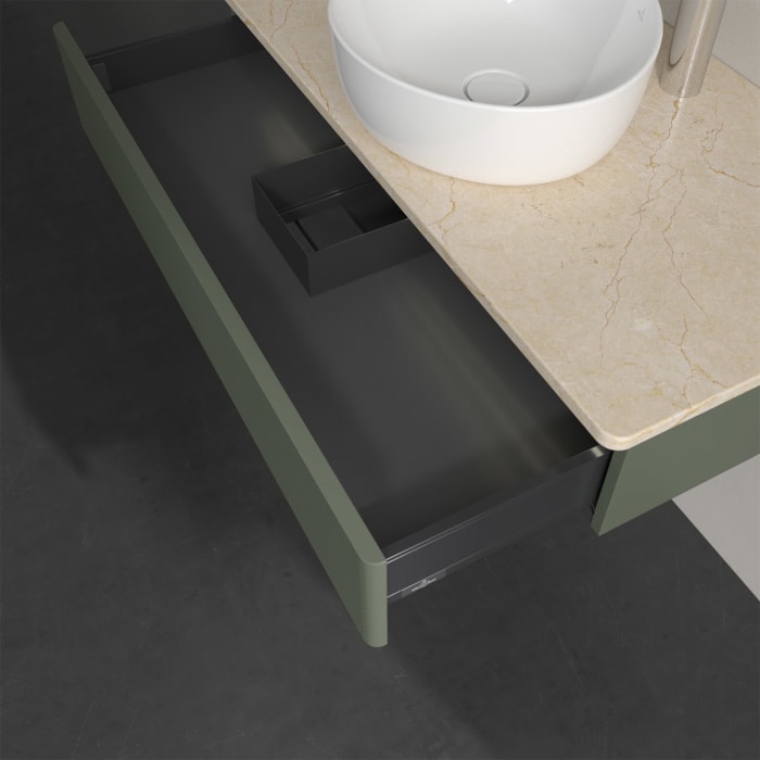 Villeroy & Boch Antao Waschbeckenunterschrank, 100 x 19 cm, 1 Auszug mit LED-Licht, Front mit Struktur, mit Hahnloch