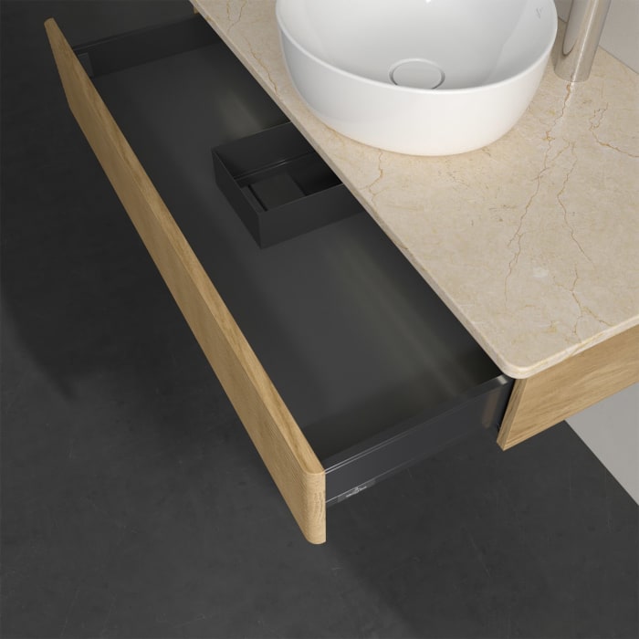 Villeroy & Boch Antao Waschbeckenunterschrank, 100 x 19 cm, 1 Auszug mit LED-Licht, Front mit Struktur, mit Hahnloch