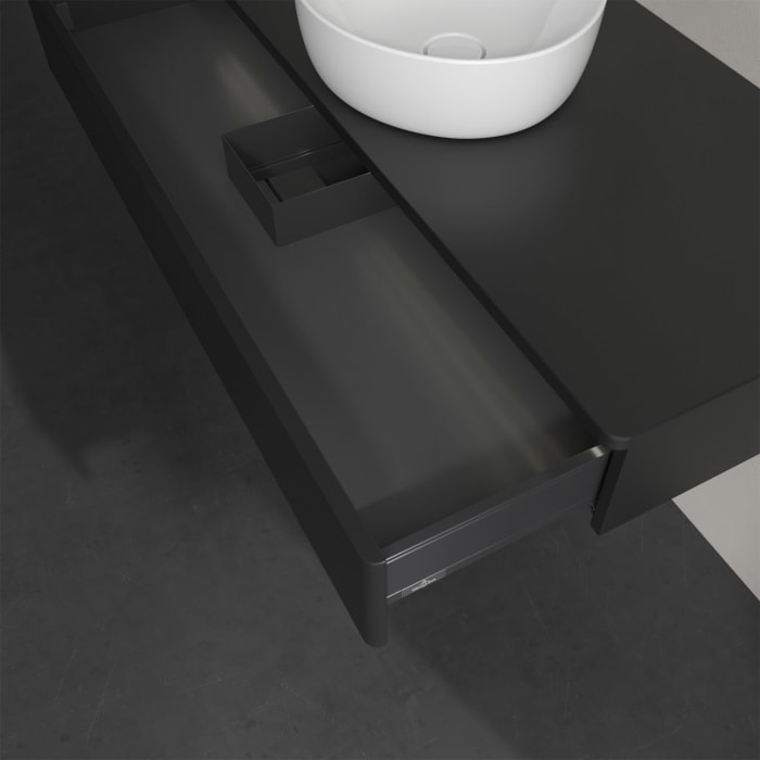 Villeroy & Boch Antao Waschbeckenunterschrank, 120 x 19 cm, 1 Auszug mit LED-Licht, Front ohne Struktur, ohne Hahnloch, für Waschtisch mittig