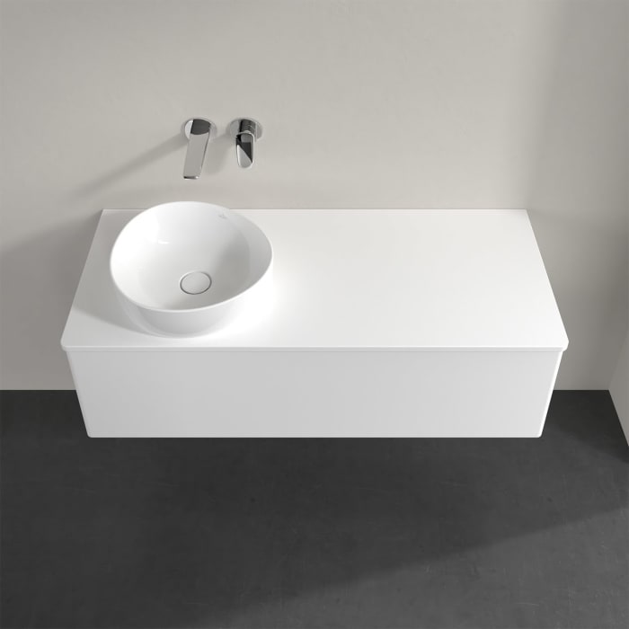 Villeroy & Boch Antao Waschbeckenunterschrank, 120 x 36 cm, 1 Auszug, Front ohne Struktur, ohne Hahnloch, für Waschtisch links