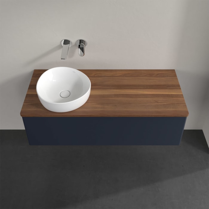 Villeroy & Boch Antao Waschbeckenunterschrank, 120 x 36 cm, 1 Auszug, Front ohne Struktur, ohne Hahnloch, für Waschtisch links