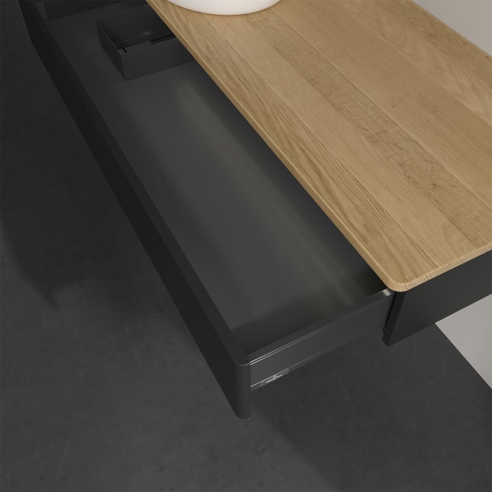 Villeroy & Boch Antao Waschbeckenunterschrank, 120 x 19 cm, 1 Auszug mit LED-Licht, Front ohne Struktur, ohne Hahnloch, für Waschtisch links