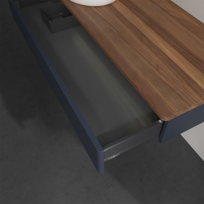 Villeroy & Boch Antao Waschbeckenunterschrank, 120 x 19 cm, 1 Auszug mit LED-Licht, Front ohne Struktur, ohne Hahnloch, für Waschtisch links