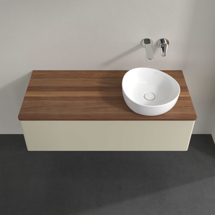 Villeroy & Boch Antao Waschbeckenunterschrank, 120 x 36 cm, 1 Auszug, Front ohne Struktur, ohne Hahnloch, für Waschtisch rechts