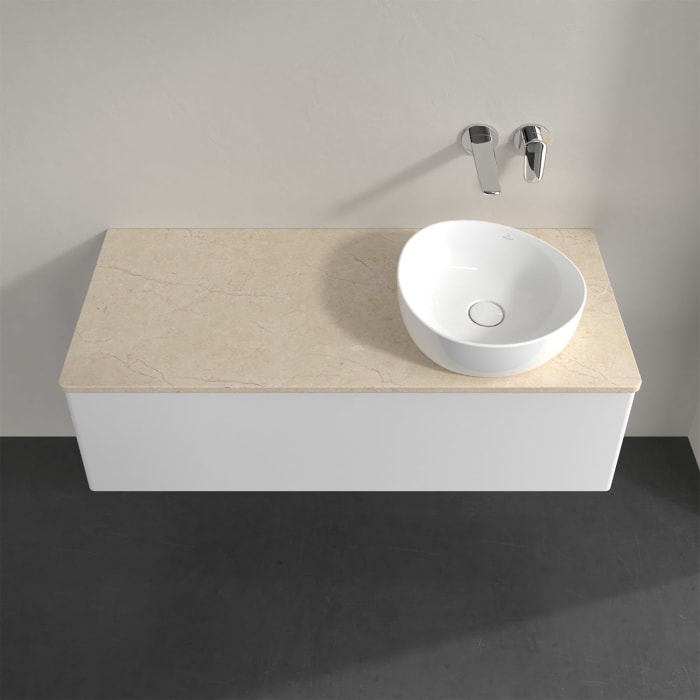 Villeroy & Boch Antao Waschbeckenunterschrank, 120 x 36 cm, 1 Auszug, Front ohne Struktur, ohne Hahnloch, für Waschtisch rechts