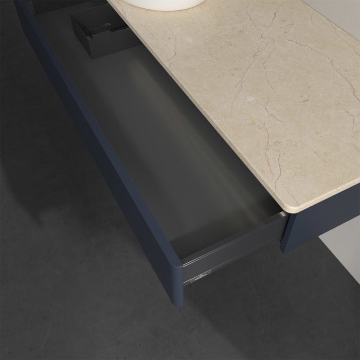 Villeroy & Boch Antao Waschbeckenunterschrank, 120 x 19 cm, 1 Auszug mit LED-Licht, Front ohne Struktur, ohne Hahnloch, für Waschtisch links