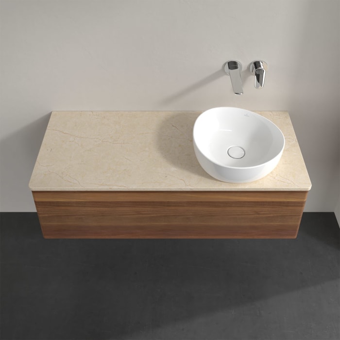 Villeroy & Boch Antao Waschbeckenunterschrank, 120 x 36 cm, 1 Auszug, Front ohne Struktur, ohne Hahnloch, für Waschtisch rechts