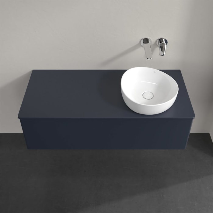 Villeroy & Boch Antao Waschbeckenunterschrank, 120 x 36 cm, 1 Auszug, Front ohne Struktur, mit Hahnloch, für Waschtisch rechts