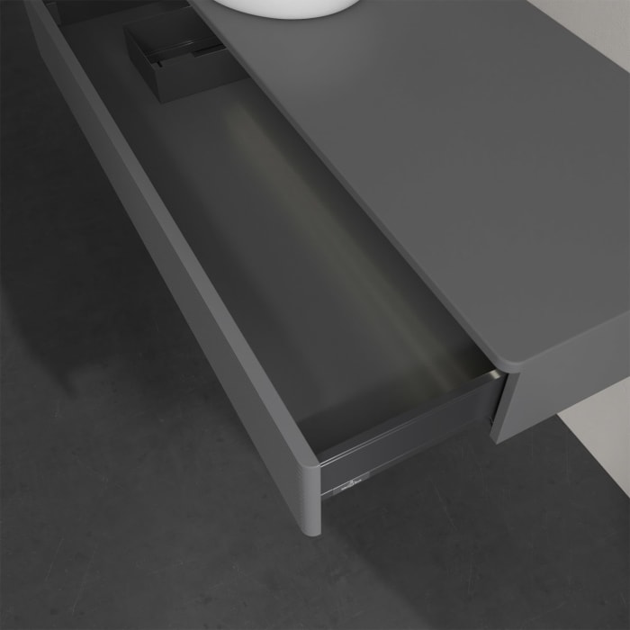 Villeroy & Boch Antao Waschbeckenunterschrank, 120 x 19 cm, 1 Auszug mit LED-Licht, Front mit Struktur, ohne Hahnloch, für Waschtisch links