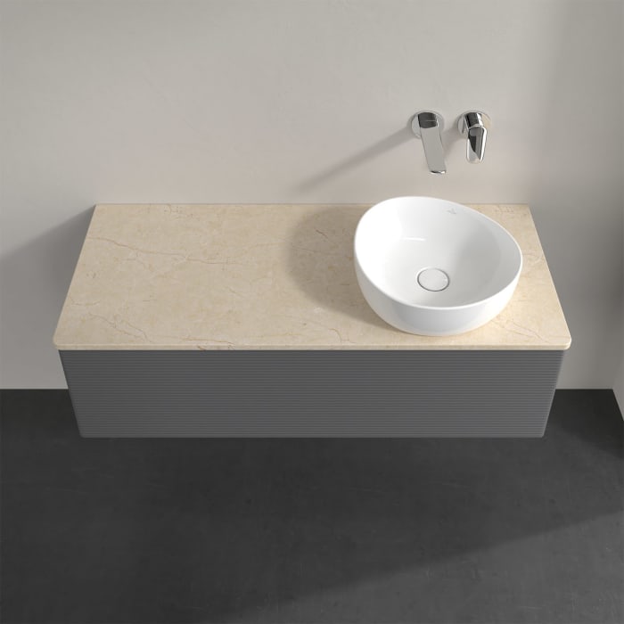 Villeroy & Boch Antao Waschbeckenunterschrank, 120 x 36 cm, 1 Auszug, Front mit Struktur, ohne Hahnloch, für Waschtisch rechts