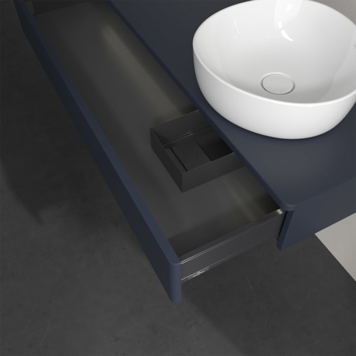 Villeroy & Boch Antao Waschbeckenunterschrank, 120 x 19 cm, 1 Auszug mit LED-Licht, Front ohne Struktur, ohne Hahnloch, für Waschtisch rechts