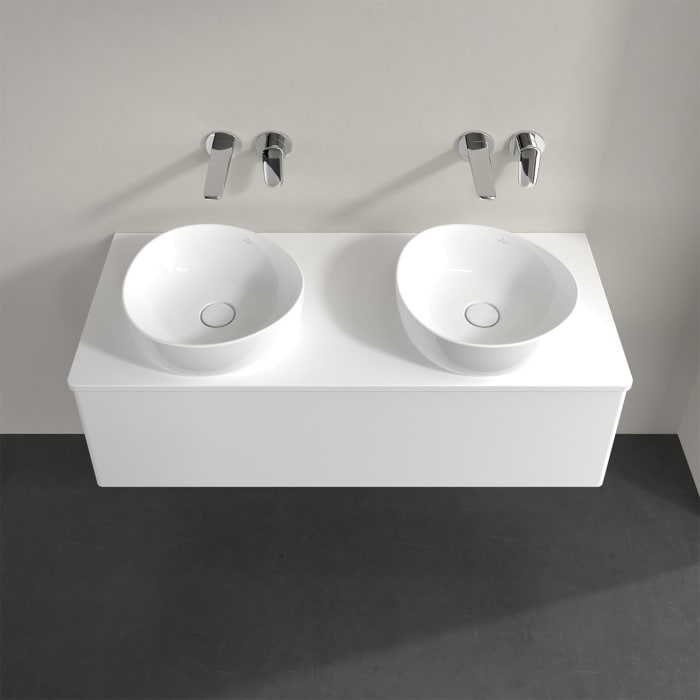 Villeroy & Boch Antao Waschbeckenunterschrank, 120 x 36 cm, 1 Auszug, Front ohne Struktur, ohne Hahnloch, für Waschtisch links und rechts