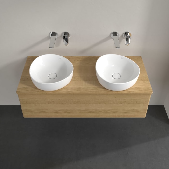 Villeroy & Boch Antao Waschbeckenunterschrank, 120 x 36 cm, 1 Auszug, Front ohne Struktur, ohne Hahnloch, für Waschtisch links und rechts