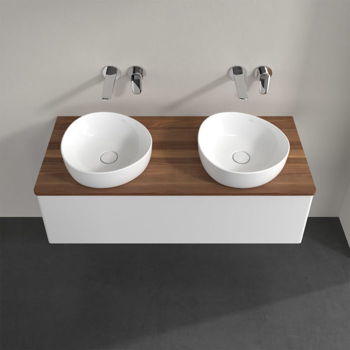 Villeroy & Boch Antao Waschbeckenunterschrank, 120 x 36 cm, 1 Auszug, Front ohne Struktur, ohne Hahnloch, für Waschtisch links und rechts