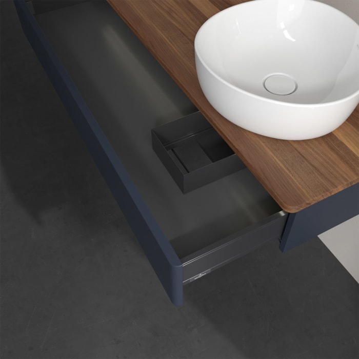 Villeroy & Boch Antao Waschbeckenunterschrank, 120 x 19 cm, 1 Auszug mit LED-Licht, Front ohne Struktur, ohne Hahnloch, für Waschtisch rechts