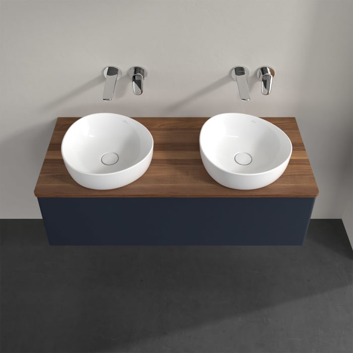 Villeroy & Boch Antao Waschbeckenunterschrank, 120 x 36 cm, 1 Auszug, Front ohne Struktur, ohne Hahnloch, für Waschtisch links und rechts