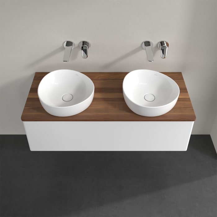 Villeroy & Boch Antao Waschbeckenunterschrank, 120 x 36 cm, 1 Auszug, Front ohne Struktur, ohne Hahnloch, für Waschtisch links und rechts