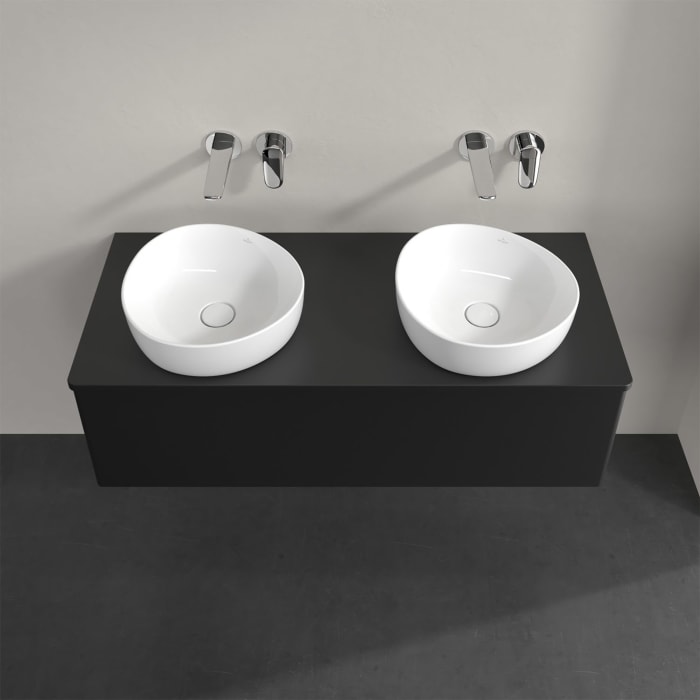 Villeroy & Boch Antao Waschbeckenunterschrank, 120 x 36 cm, 1 Auszug, Front ohne Struktur, mit Hahnloch, für Waschtisch links und rechts