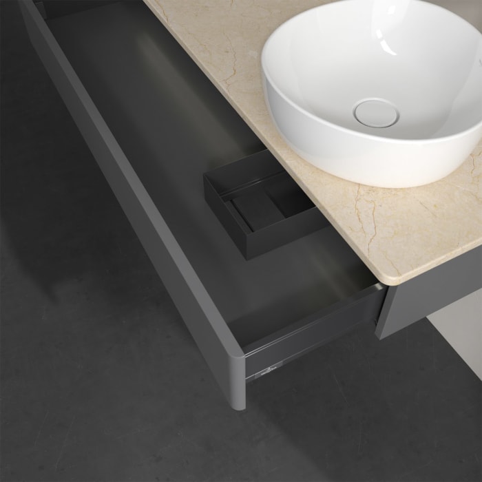 Villeroy & Boch Antao Waschbeckenunterschrank, 120 x 19 cm, 1 Auszug mit LED-Licht, Front ohne Struktur, mit Hahnloch, für Waschtisch rechts