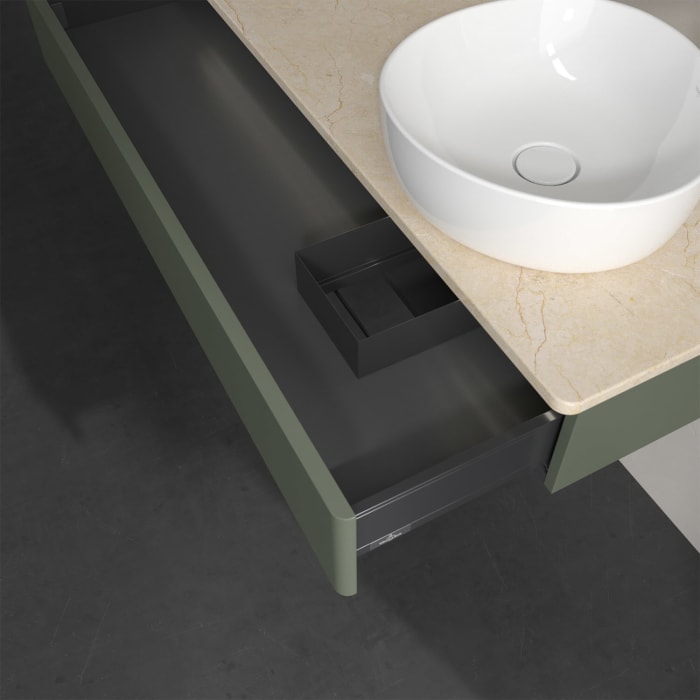 Villeroy & Boch Antao Waschbeckenunterschrank, 120 x 19 cm, 1 Auszug mit LED-Licht, Front ohne Struktur, mit Hahnloch, für Waschtisch rechts