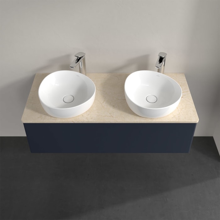 Villeroy & Boch Antao Waschbeckenunterschrank, 120 x 36 cm, 1 Auszug, Front ohne Struktur, mit Hahnloch, für Waschtisch links und rechts