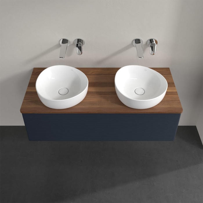 Villeroy & Boch Antao Waschbeckenunterschrank, 120 x 36 cm, 1 Auszug, Front mit Struktur, ohne Hahnloch, für Waschtisch links und rechts