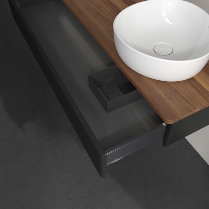 Villeroy & Boch Antao Waschbeckenunterschrank, 120 x 19 cm, 1 Auszug mit LED-Licht, Front mit Struktur, ohne Hahnloch, für Waschtisch rechts