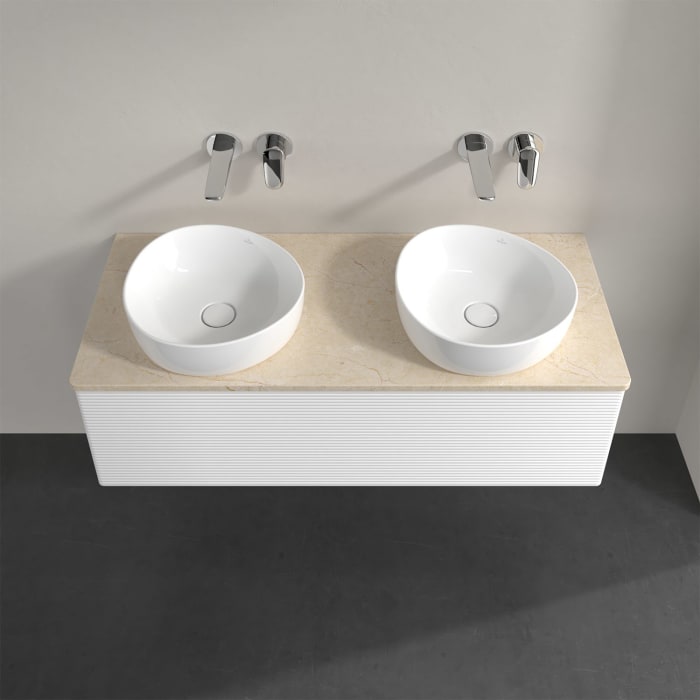 Villeroy & Boch Antao Waschbeckenunterschrank, 120 x 36 cm, 1 Auszug, Front mit Struktur, ohne Hahnloch, für Waschtisch links und rechts