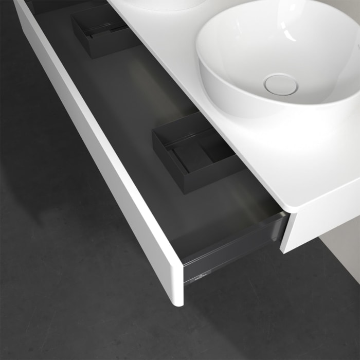 Villeroy & Boch Antao Waschbeckenunterschrank, 120 x 19 cm, 1 Auszug mit LED-Licht, Front ohne Struktur, ohne Hahnloch, für Waschtisch links und recht