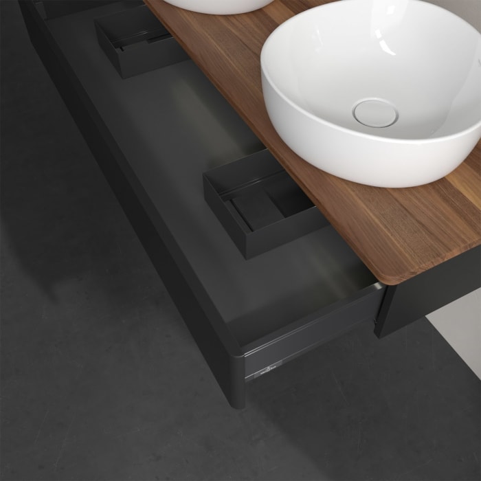 Villeroy & Boch Antao Waschbeckenunterschrank, 120 x 19 cm, 1 Auszug mit LED-Licht, Front ohne Struktur, ohne Hahnloch, für Waschtisch links und recht