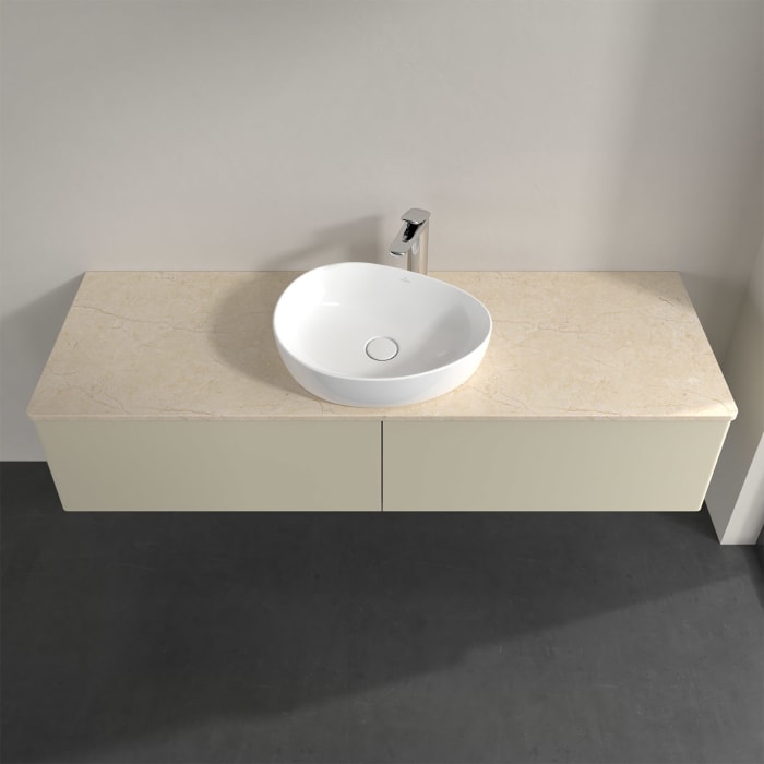 Villeroy & Boch Antao Waschbeckenunterschrank, 160 x 36 cm, 2 Auszüge, Front ohne Struktur, mit Hahnloch, für Waschtisch mittig