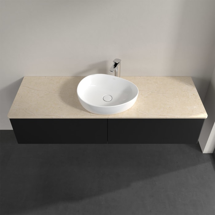 Villeroy & Boch Antao Waschbeckenunterschrank, 160 x 36 cm, 2 Auszüge, Front ohne Struktur, mit Hahnloch, für Waschtisch mittig