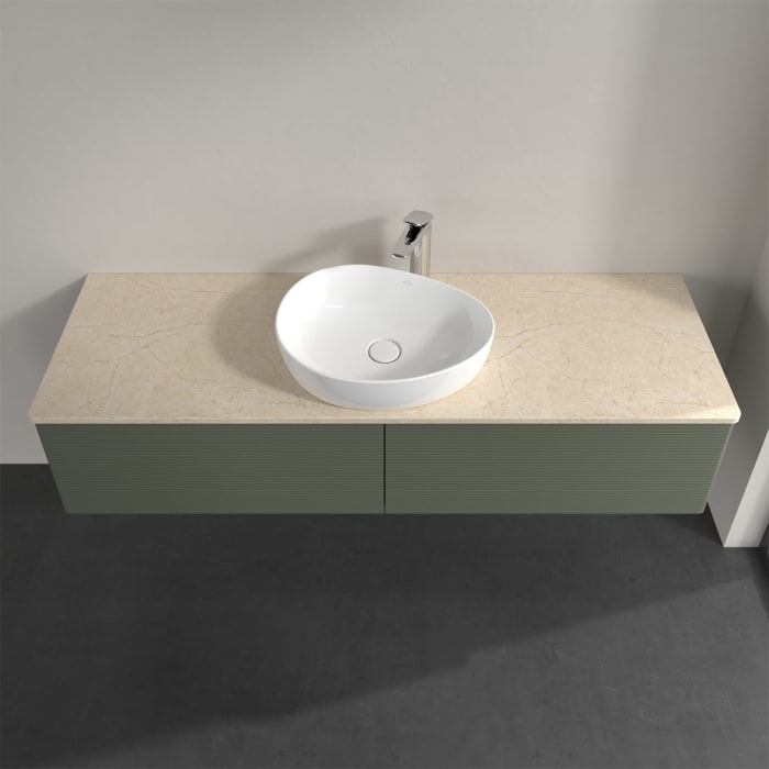 Villeroy & Boch Antao Waschbeckenunterschrank, 160 x 36 cm, 2 Auszüge, Front mit Struktur, mit Hahnloch, für Waschtisch mittig