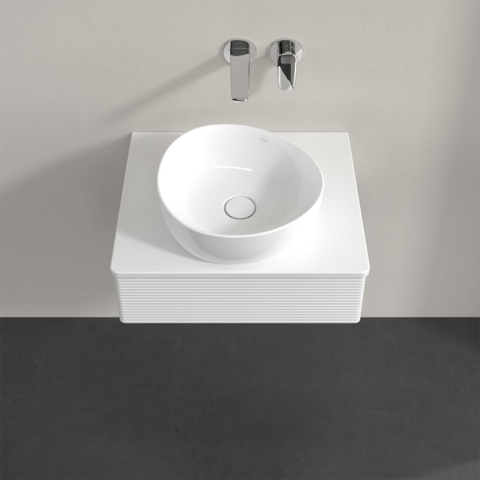 Villeroy & Boch Antao Waschbeckenunterschrank, 60 x 19 cm, 1 Auszug mit LED-Licht, Front mit Struktur, mit Hahnloch