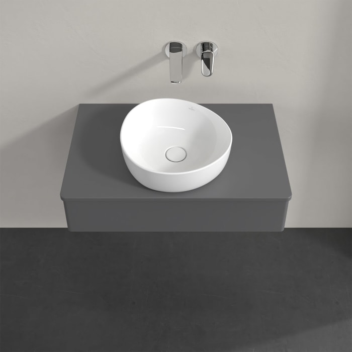 Villeroy & Boch Antao Waschbeckenunterschrank, 80 x 19 cm, 1 Auszug mit LED-Licht, Front ohne Struktur, mit Hahnloch