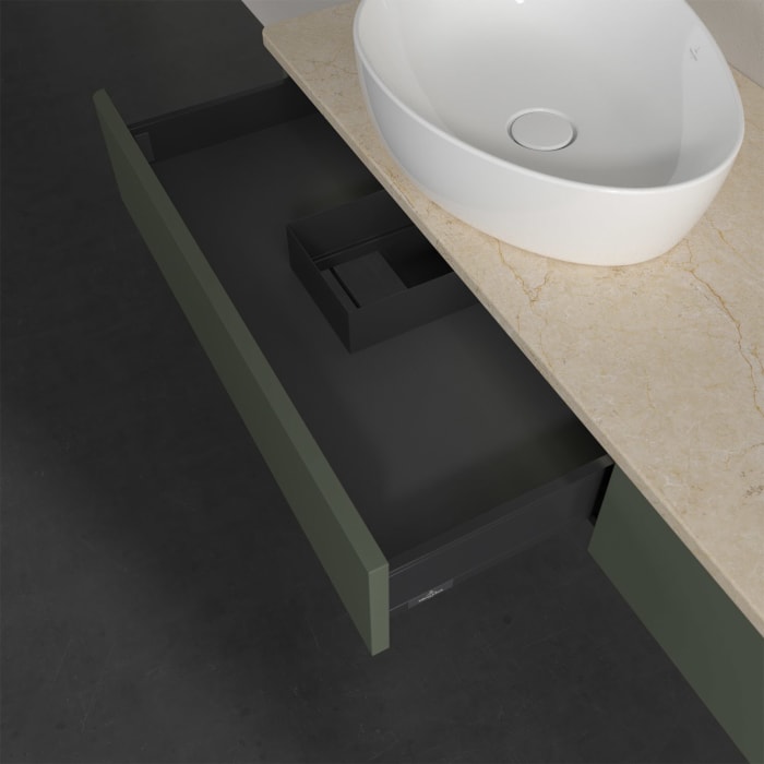 Villeroy & Boch Antao Waschbeckenunterschrank, 160 x 19 cm, 2 Auszüge mit LED-Licht, Front ohne Struktur, ohne Hahnloch, für Waschtisch links und rech