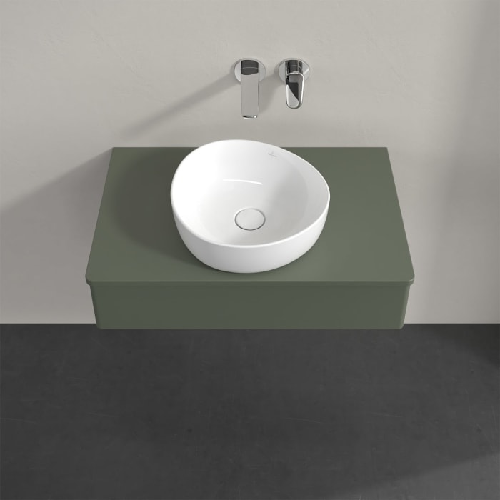 Villeroy & Boch Antao Waschbeckenunterschrank, 80 x 19 cm, 1 Auszug mit LED-Licht, Front ohne Struktur, mit Hahnloch