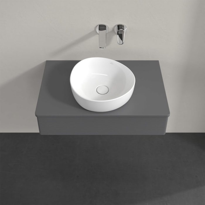 Villeroy & Boch Antao Waschbeckenunterschrank, 80 x 19 cm, 1 Auszug mit LED-Licht, Front mit Struktur, mit Hahnloch