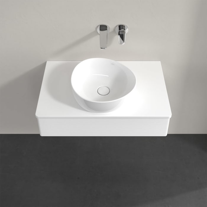 Villeroy & Boch Antao Waschbeckenunterschrank, 80 x 19 cm, 1 Auszug mit LED-Licht, Front mit Struktur, mit Hahnloch