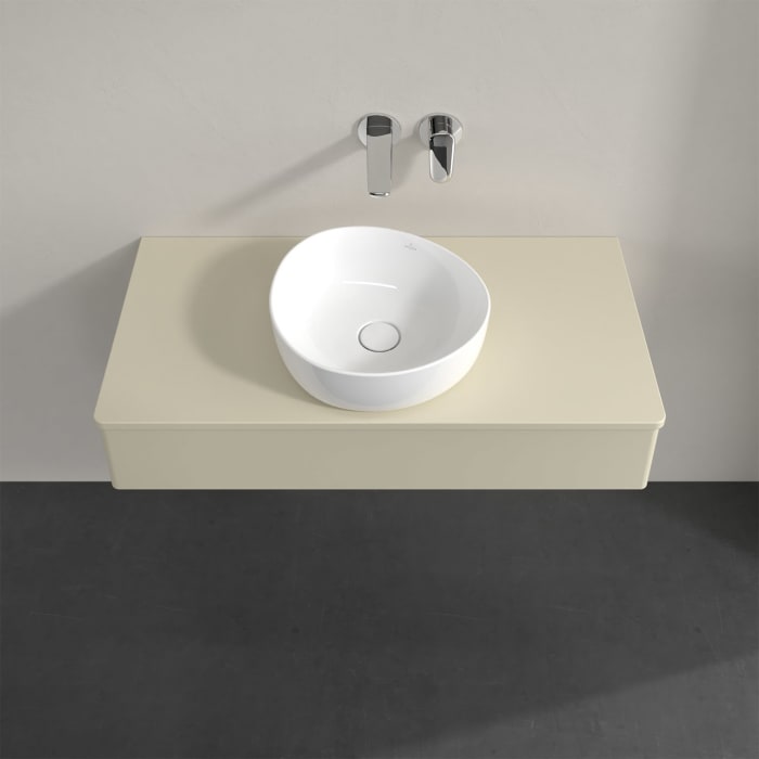 Villeroy & Boch Antao Waschbeckenunterschrank, 100 x 19 cm, 1 Auszug mit LED-Licht, Front ohne Struktur, mit Hahnloch