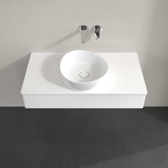 Villeroy & Boch Antao Waschbeckenunterschrank, 100 x 19 cm, 1 Auszug mit LED-Licht, Front mit Struktur, mit Hahnloch