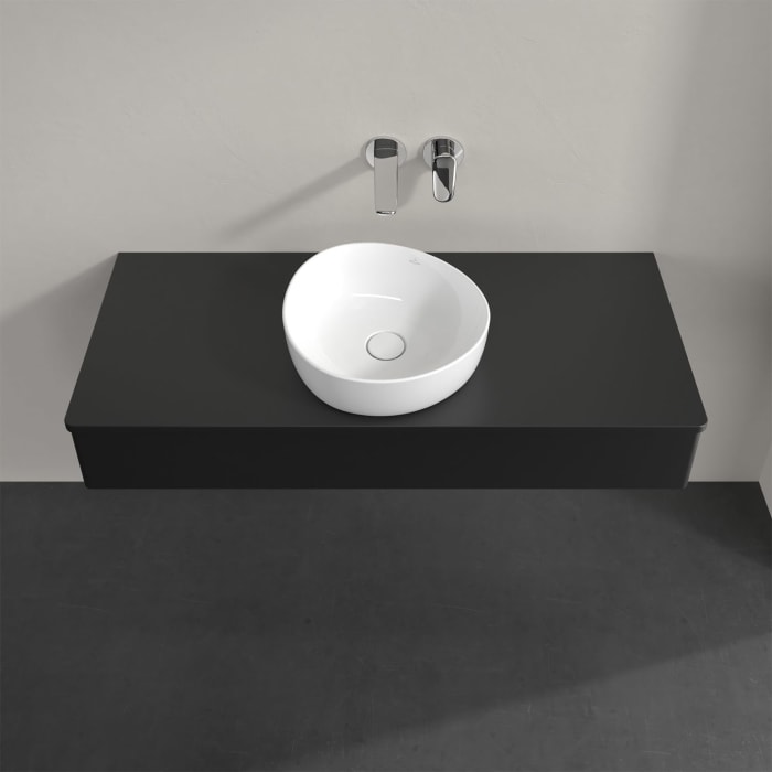 Villeroy & Boch Antao Waschbeckenunterschrank, 120 x 19 cm, 1 Auszug mit LED-Licht, Front ohne Struktur, mit Hahnloch, für Waschtisch mittig