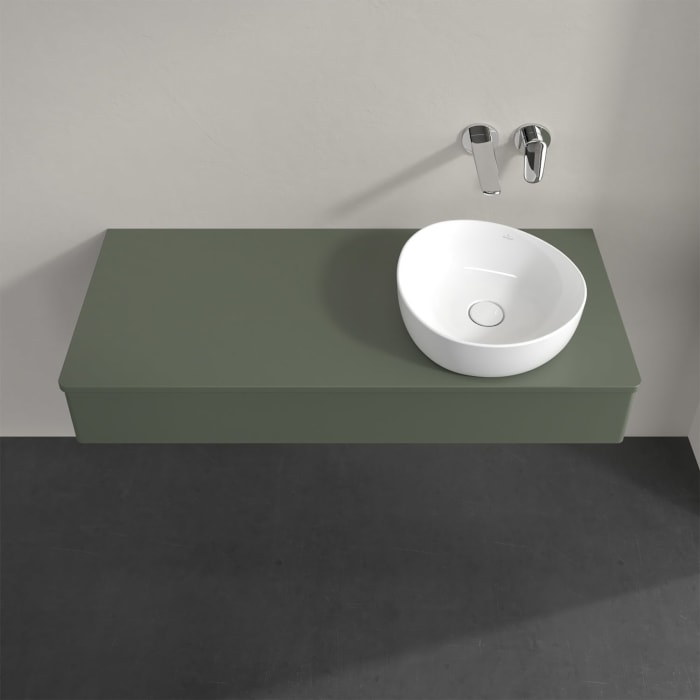 Villeroy & Boch Antao Waschbeckenunterschrank, 120 x 19 cm, 1 Auszug mit LED-Licht, Front ohne Struktur, mit Hahnloch, für Waschtisch rechts