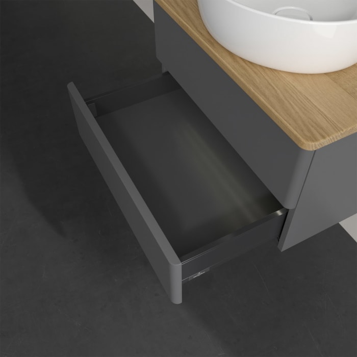 Villeroy & Boch Antao Waschbeckenunterschrank, 60 x 36 cm, 2 Auszüge mit LED-Licht, Front ohne Struktur, ohne Hahnloch