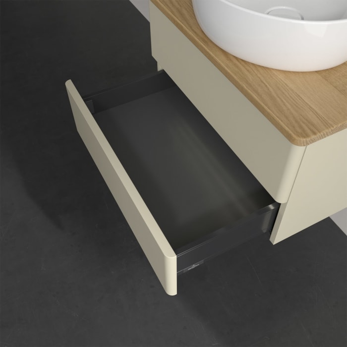 Villeroy & Boch Antao Waschbeckenunterschrank, 60 x 36 cm, 2 Auszüge mit LED-Licht, Front ohne Struktur, ohne Hahnloch