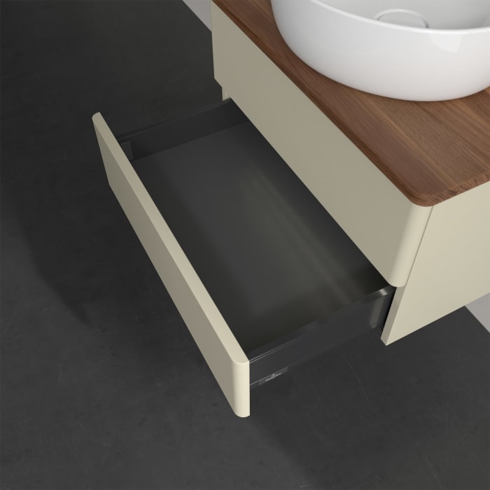 Villeroy & Boch Antao Waschbeckenunterschrank, 60 x 36 cm, 2 Auszüge mit LED-Licht, Front ohne Struktur, ohne Hahnloch