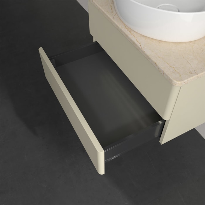 Villeroy & Boch Antao Waschbeckenunterschrank, 60 x 36 cm, 2 Auszüge mit LED-Licht, Front ohne Struktur, ohne Hahnloch